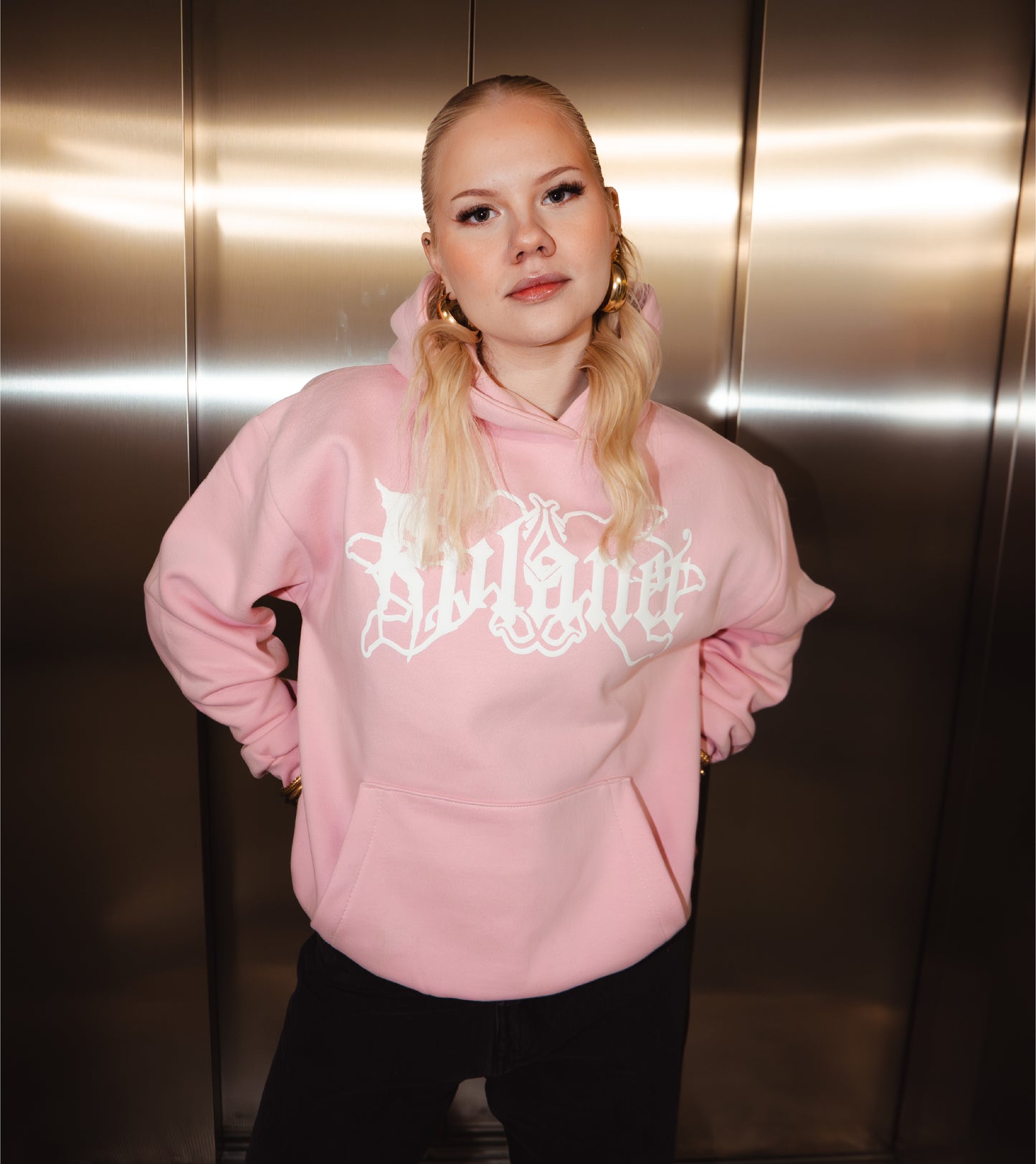 Puff print pink hoodie