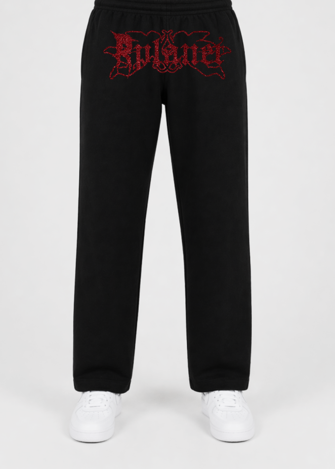 RPLANET RED GLITTER STRAIGHT PANTS