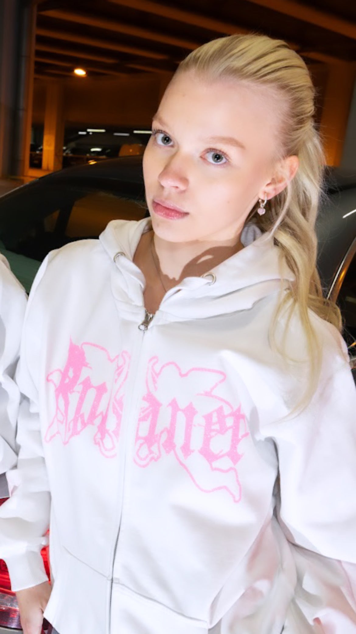 PINK GLITTER ZIP HOODIE