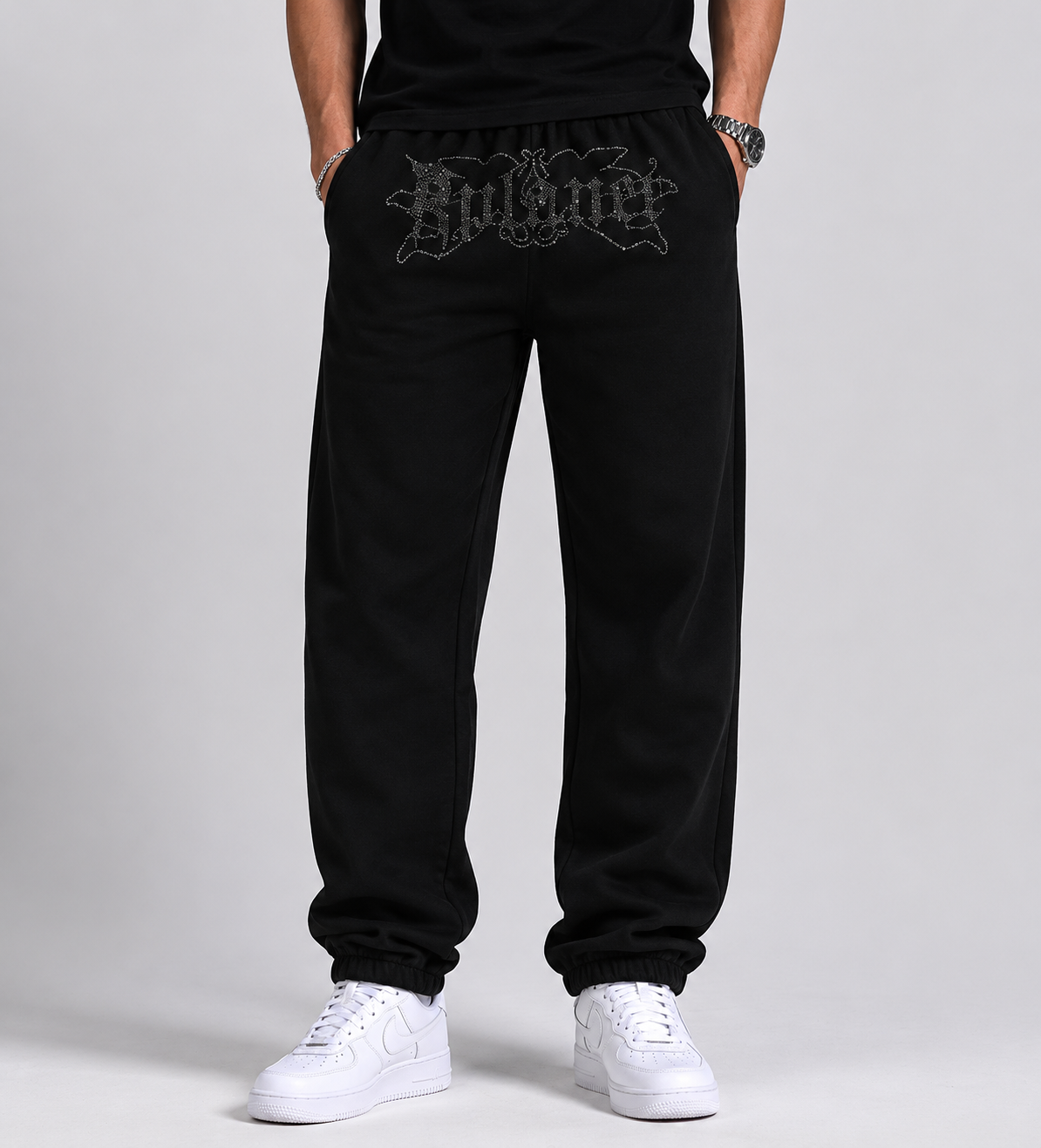 RPLANET BLACK GLITTER PANTS