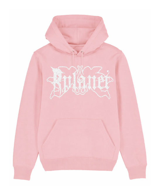 WHITE GLITTER PINK HOODIE