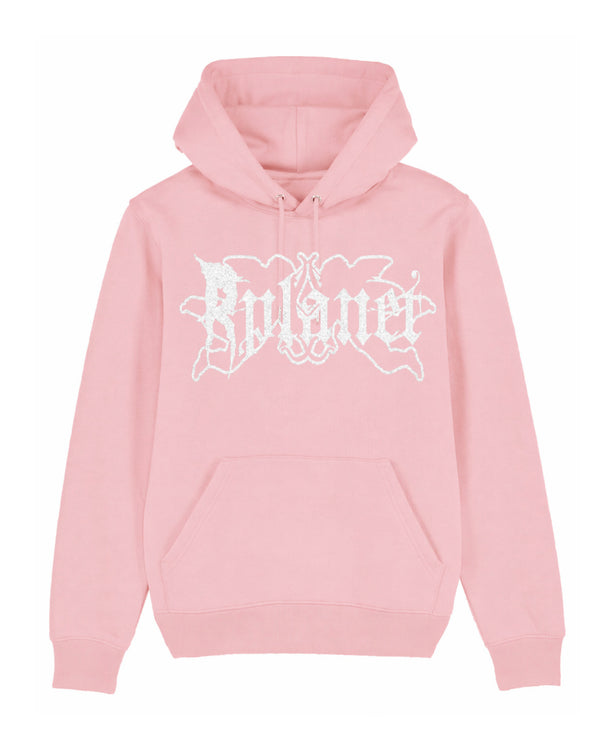 WHITE GLITTER PINK HOODIE