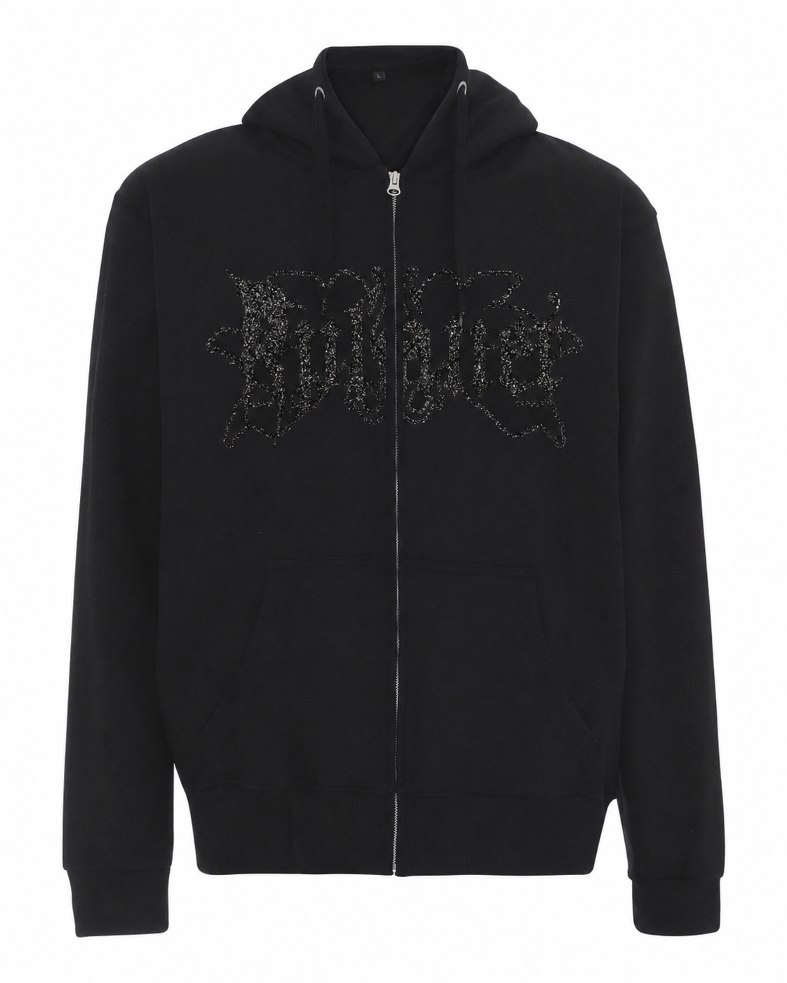 RPLANET BLACK GLITTER ZIP HOODIE