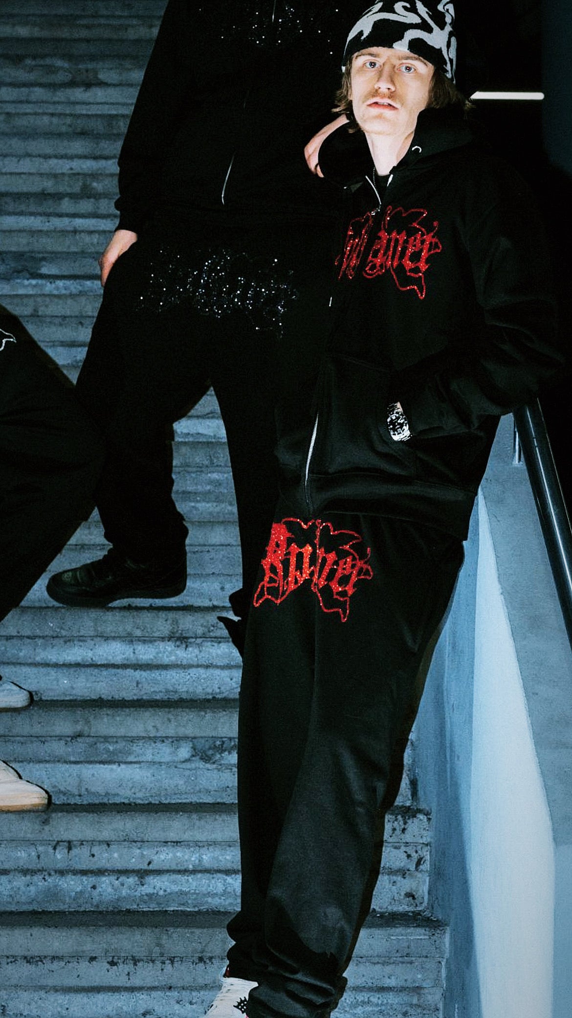 RED GLITTER ZIP HOODIE