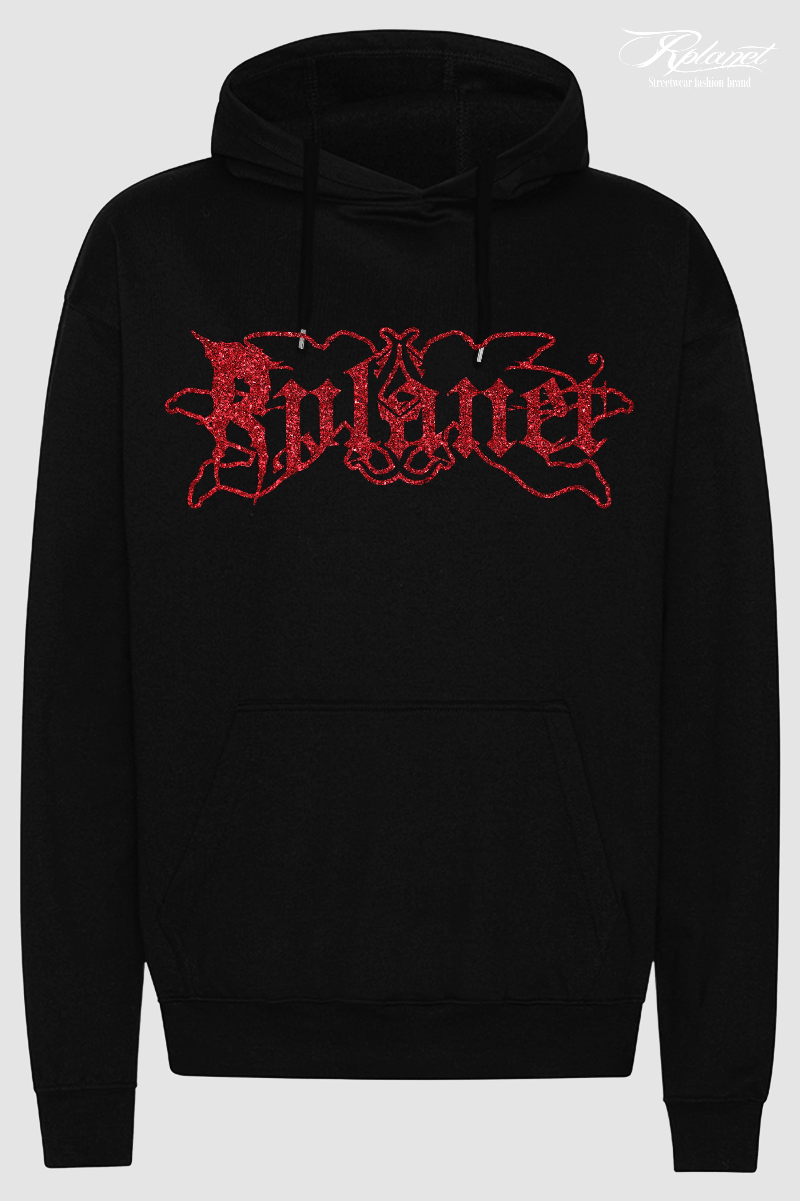RPLANET RED GLITTER HOODIE