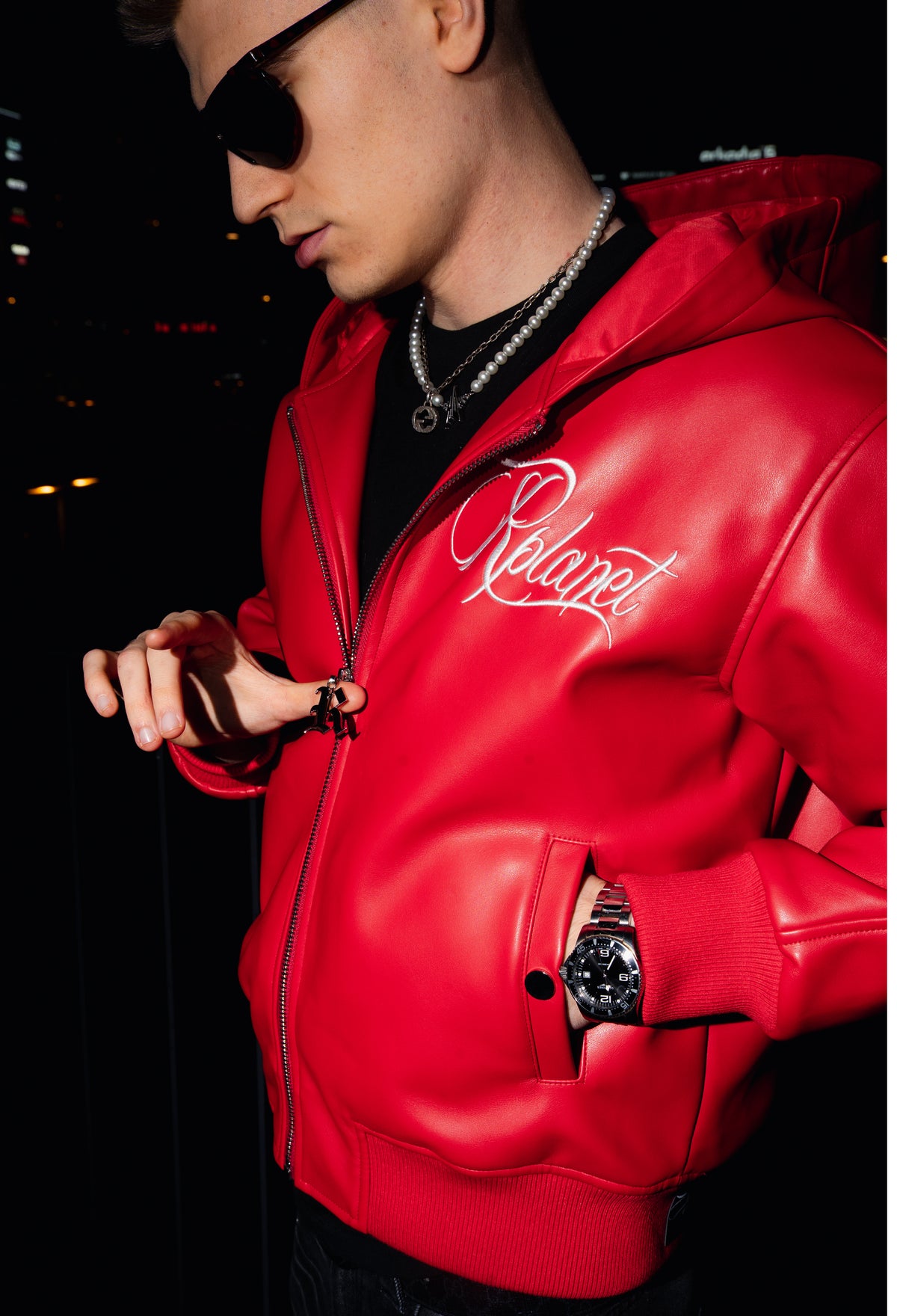 RED BOMBER JACKET