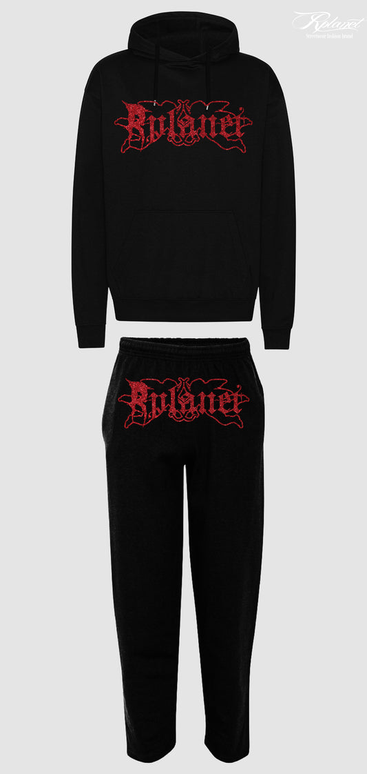 RPLANET RED GLITTER TRACKSUIT