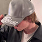 GRAY LEATHER CAP