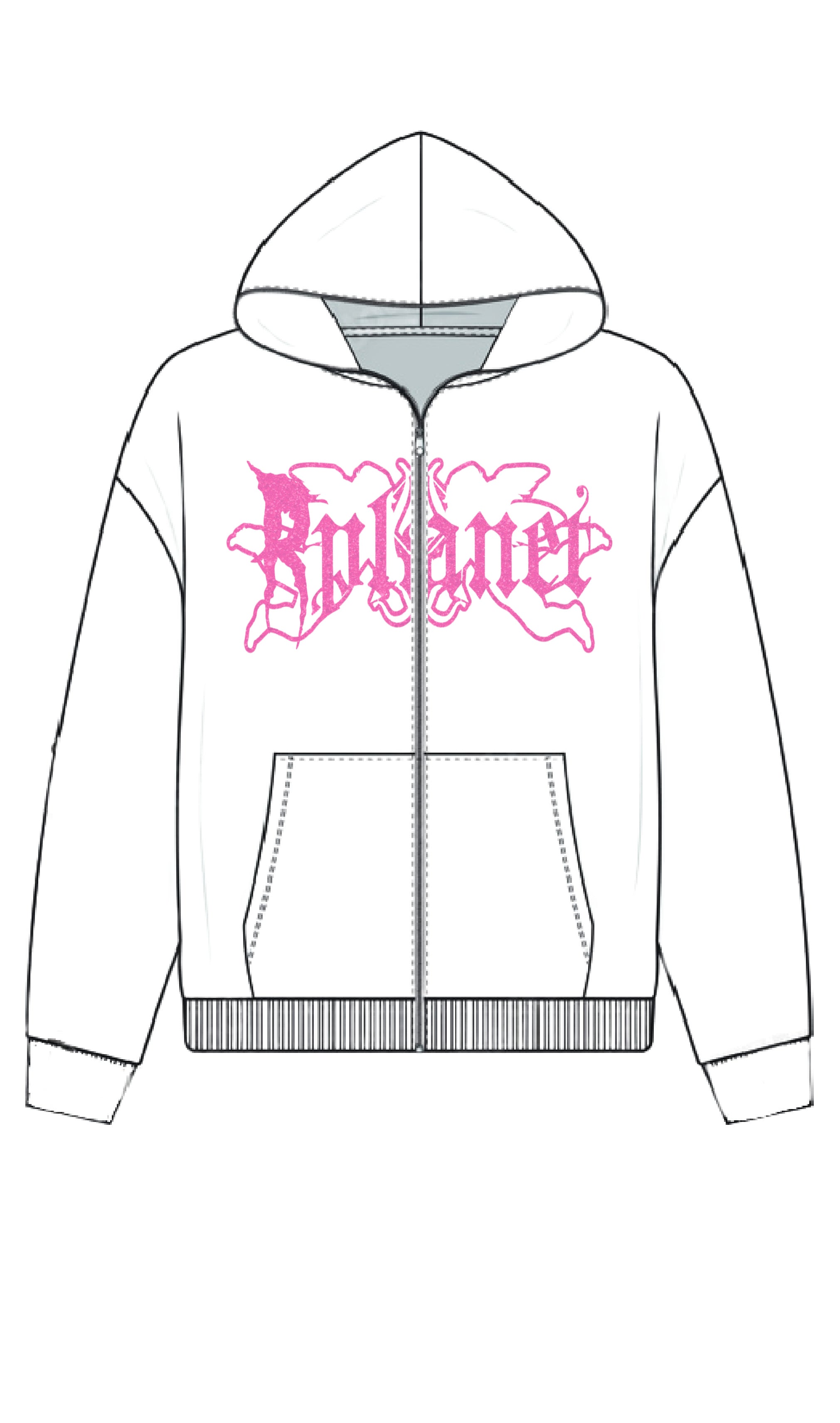 PINK GLITTER ZIP HOODIE