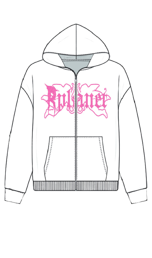PINK GLITTER ZIP HOODIE