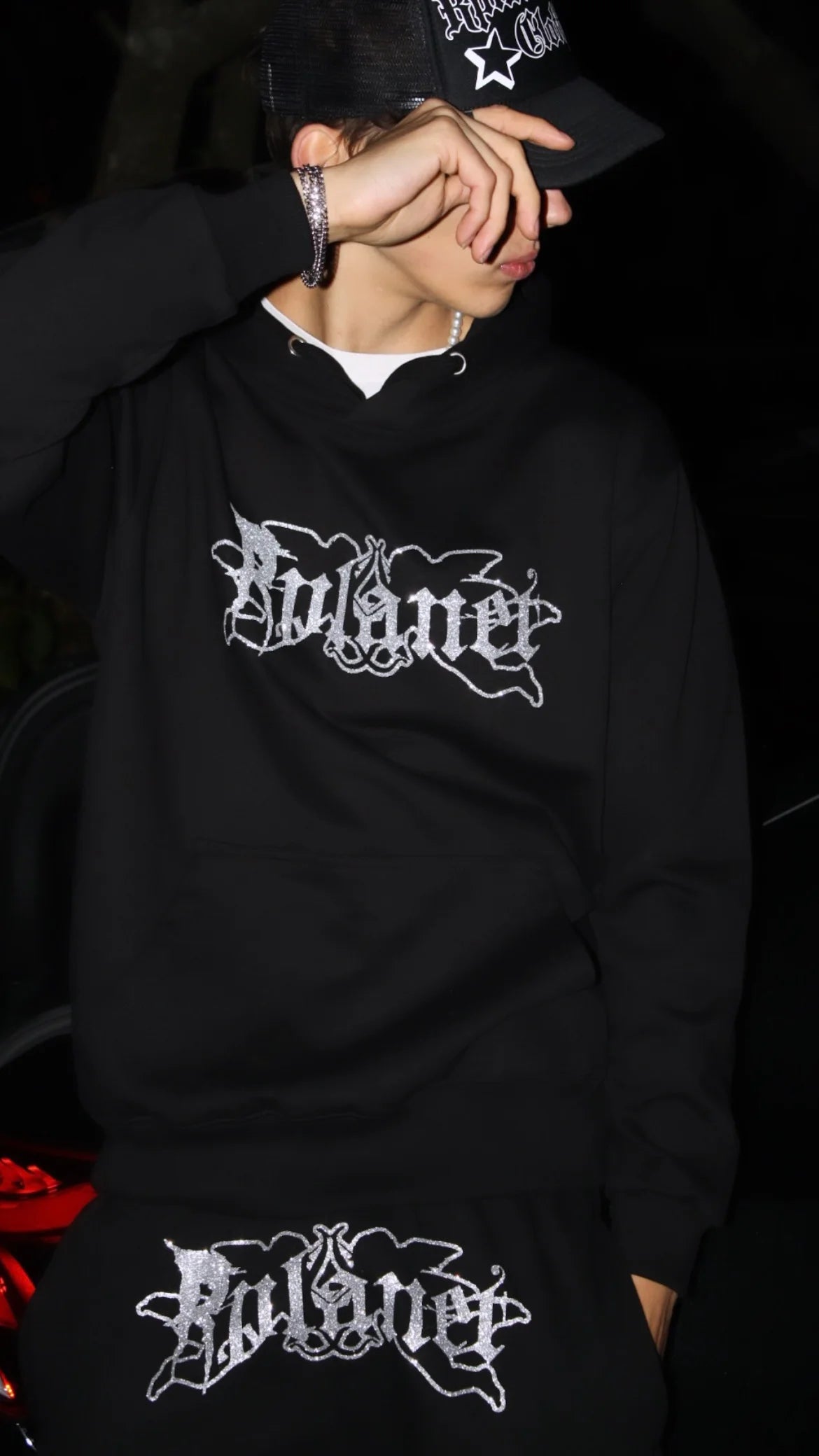 RPLANET SILVER GLITTER HOODIE